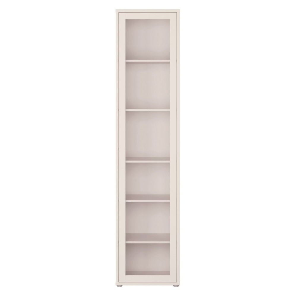 Ansley Tall Wooden Display Cabinet with 1 Glass Door in Sand