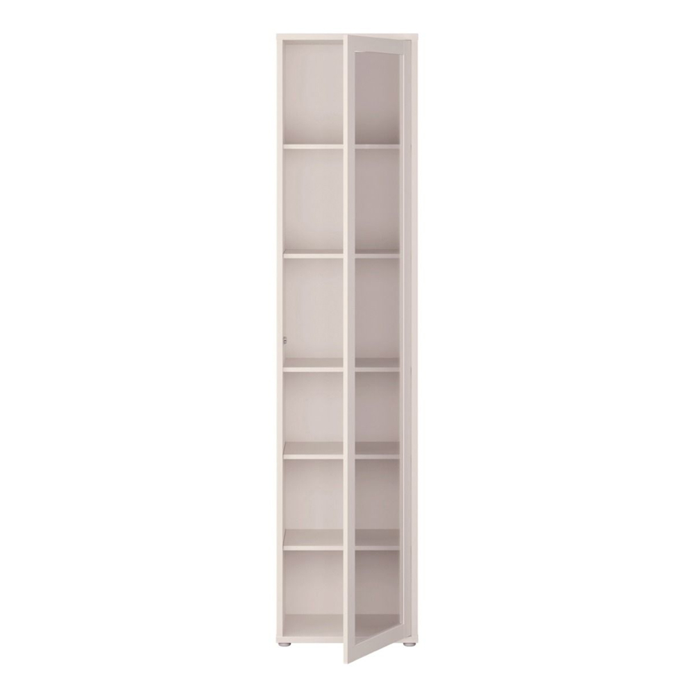 Ansley Tall Wooden Display Cabinet with 1 Glass Door in Sand