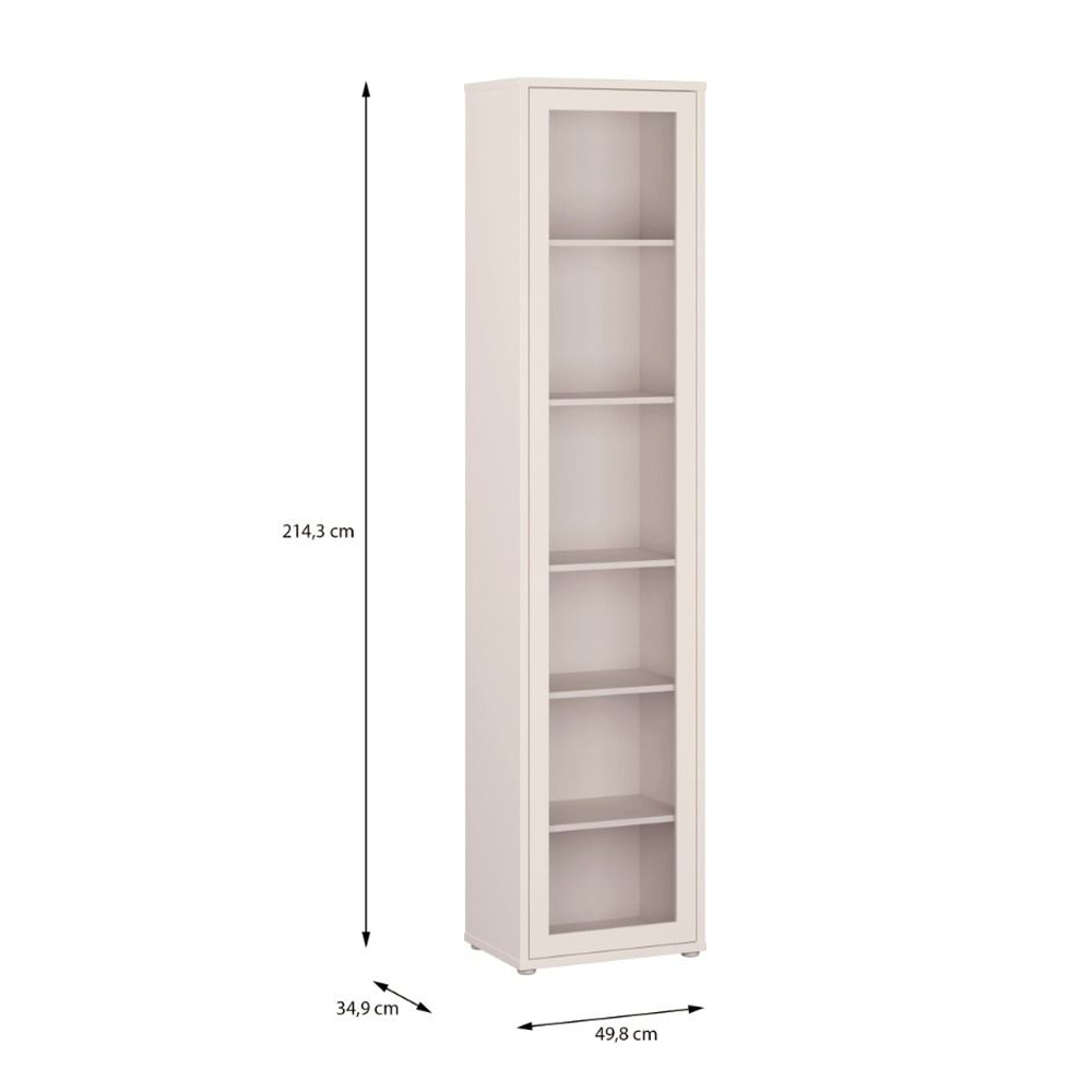 Ansley Tall Wooden Display Cabinet with 1 Glass Door in Sand