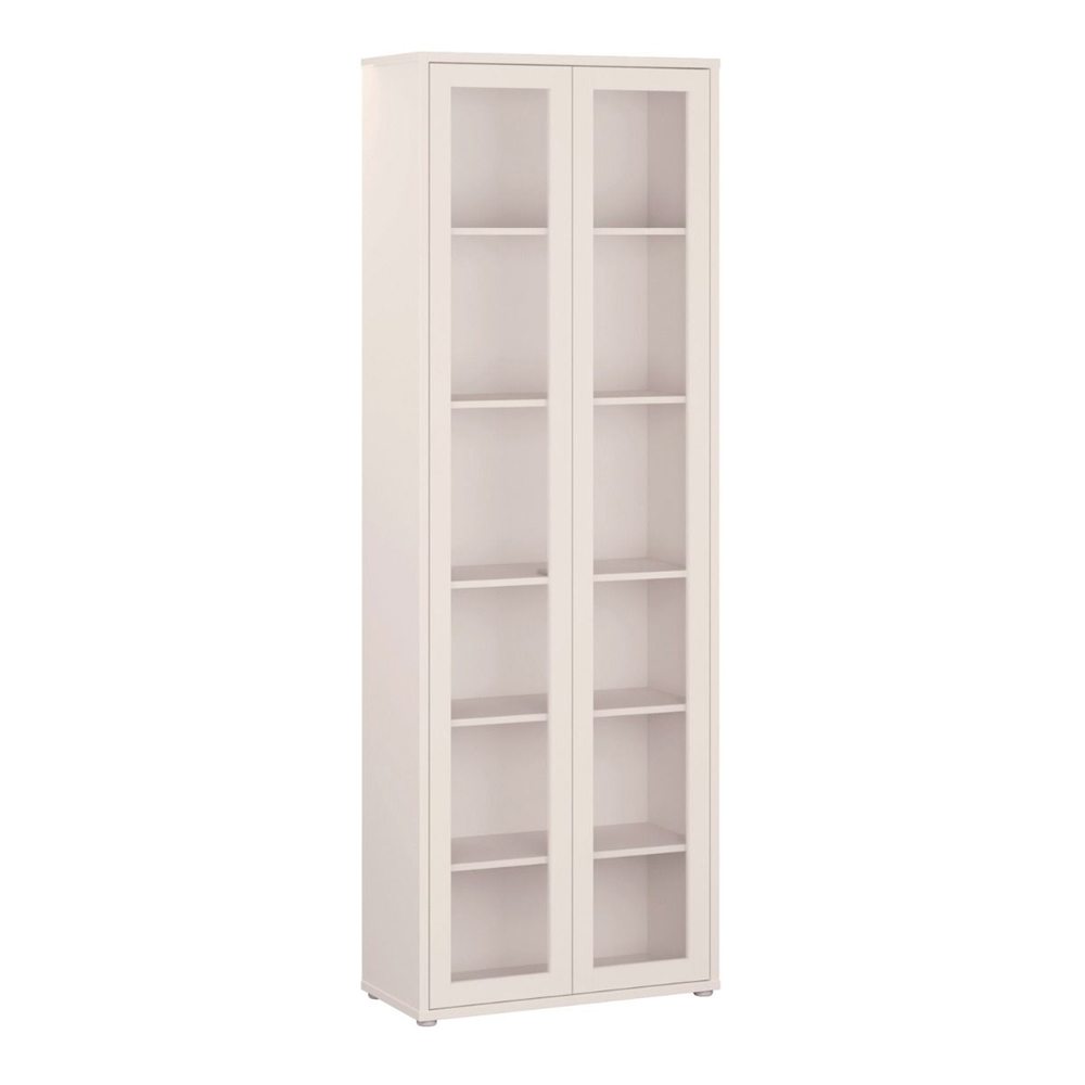 Ansley Tall Wooden Display Cabinet with 2 Glass Doors in Sand