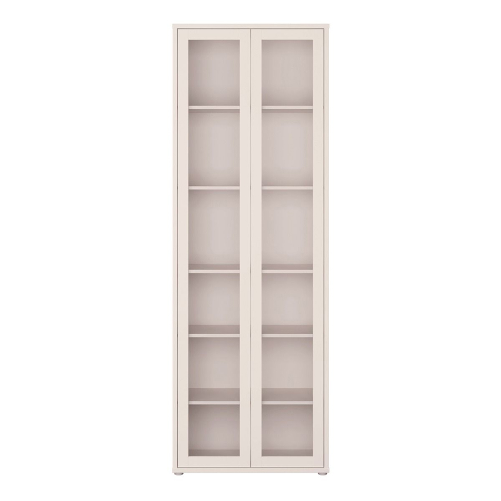 Ansley Tall Wooden Display Cabinet with 2 Glass Doors in Sand