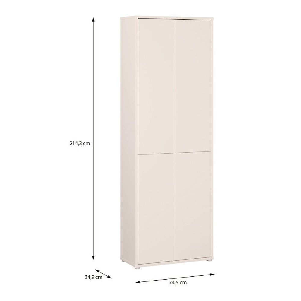 Ansley Tall Wooden Display Cabinet with 4 Doors in Sand