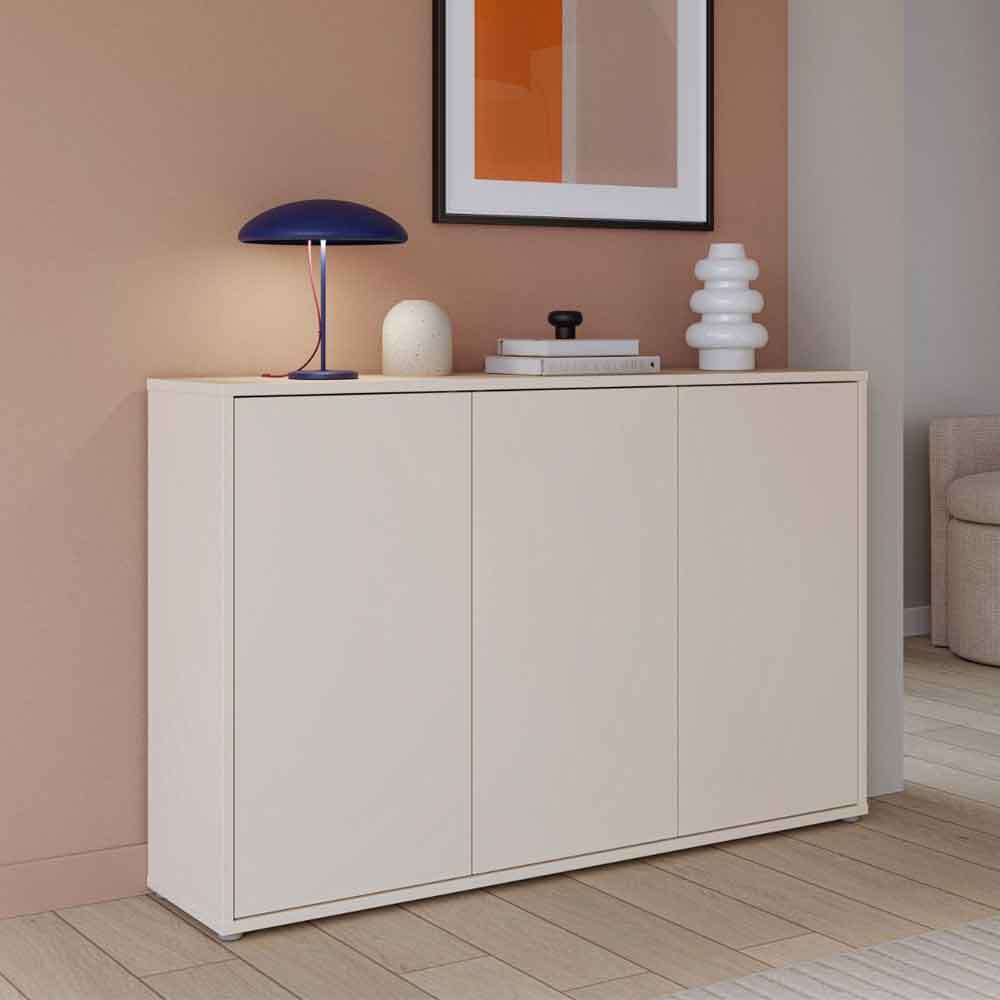 Ansley Tall Wooden Sideboard with 3 Doors in Sand
