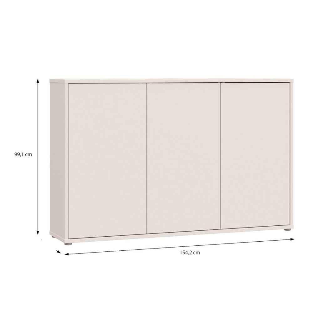 Ansley Tall Wooden Sideboard with 3 Doors in Sand