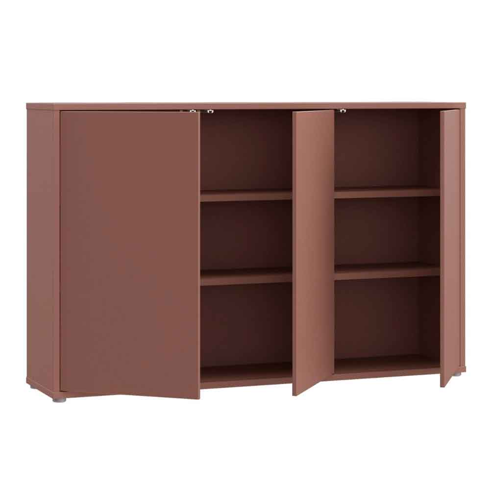 Ansley Tall Wooden Sideboard with 3 Doors in Terracotta