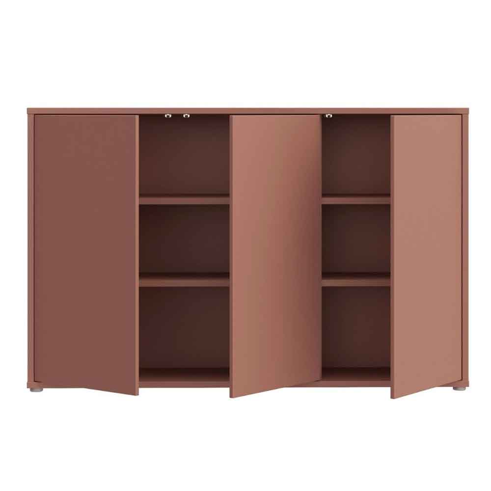 Ansley Tall Wooden Sideboard with 3 Doors in Terracotta