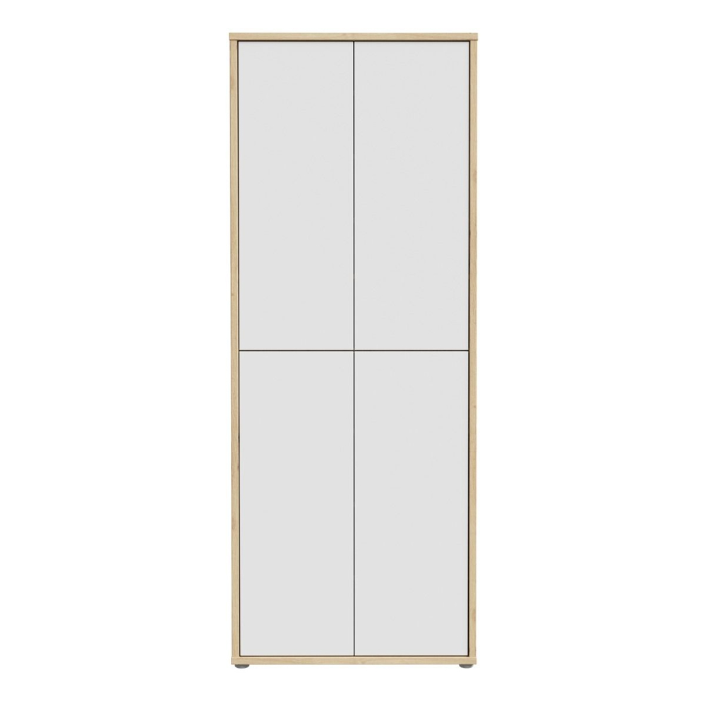 Ansley Wall Wooden Shoe Storage Cabinet with 4 Doors in Artisan Oak and Light Grey