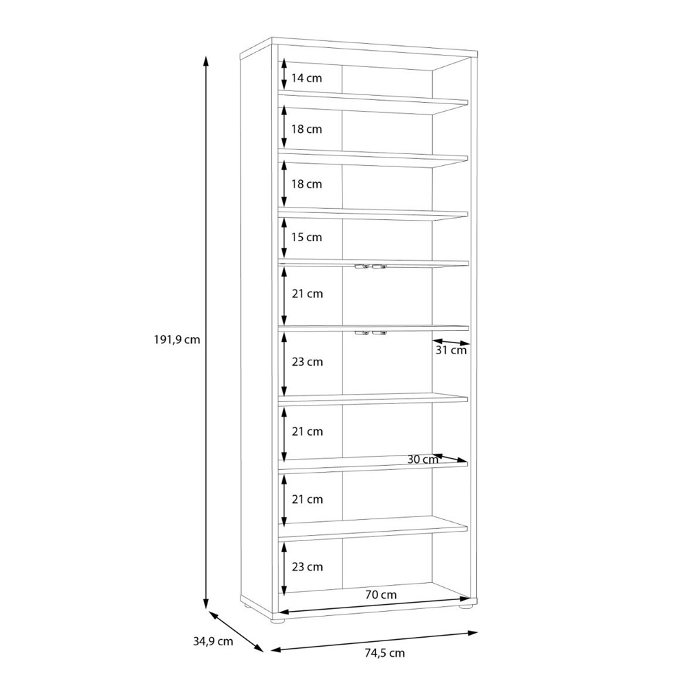 Ansley Wall Wooden Shoe Storage Cabinet with 4 Doors in Artisan Oak and Light Grey