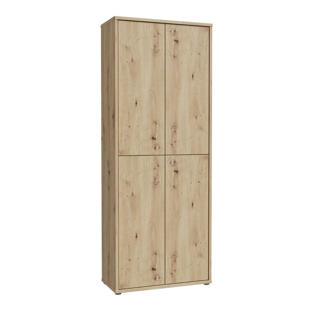 Ansley Wall Wooden Shoe Storage Cabinet with 4 Doors in Artisan Oak