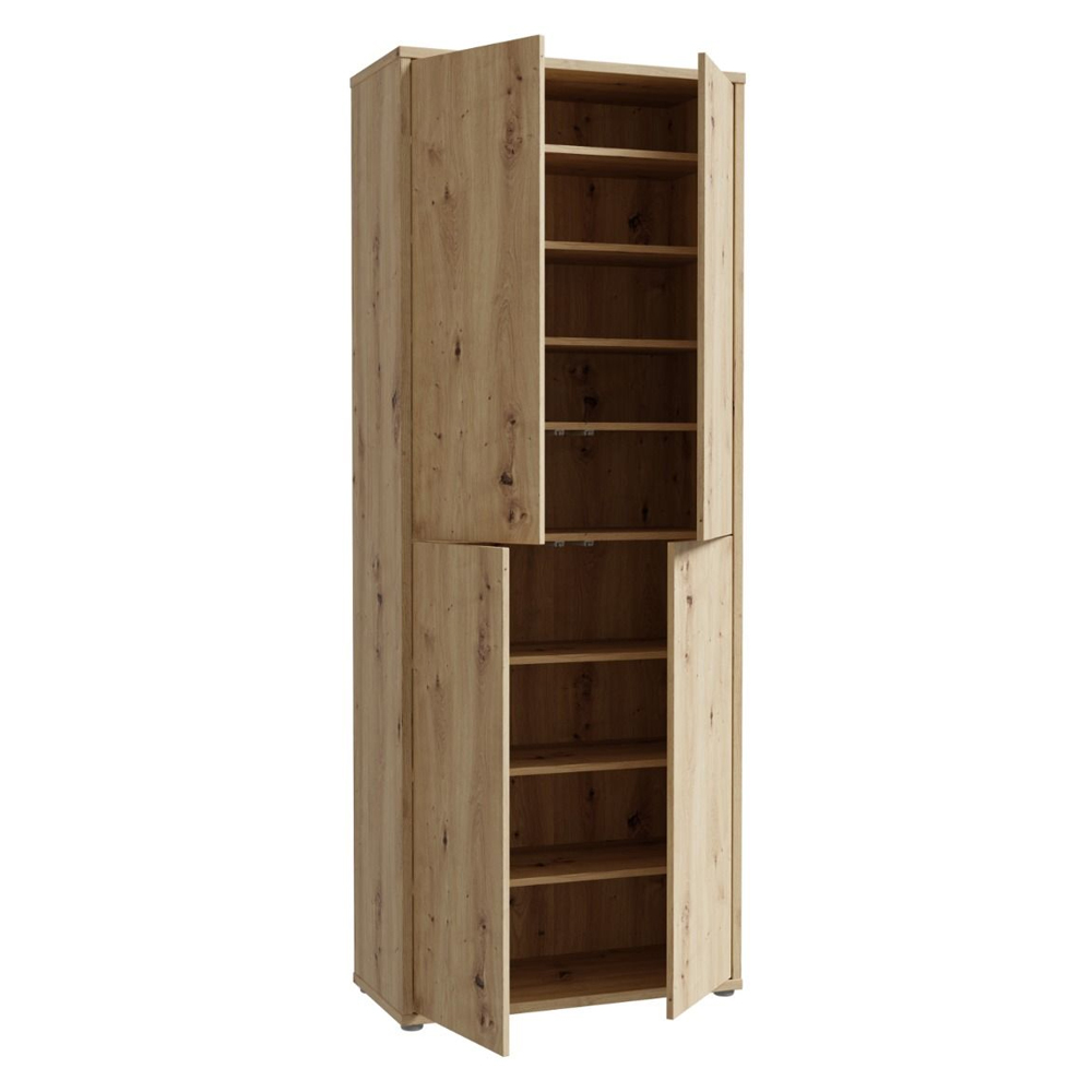 Ansley Wall Wooden Shoe Storage Cabinet with 4 Doors in Artisan Oak