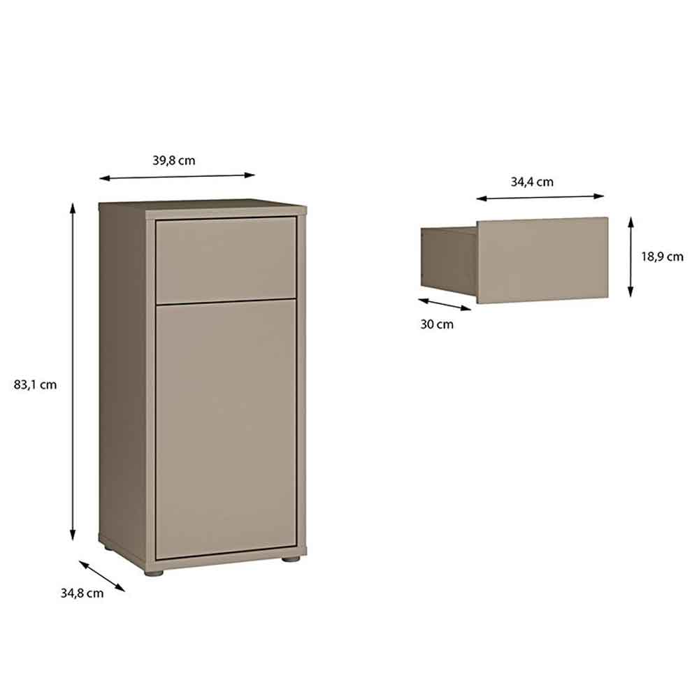 Ansley Wooden Bathroom Storage Cabinet with 1 Door and 1 Drawer in Taupe