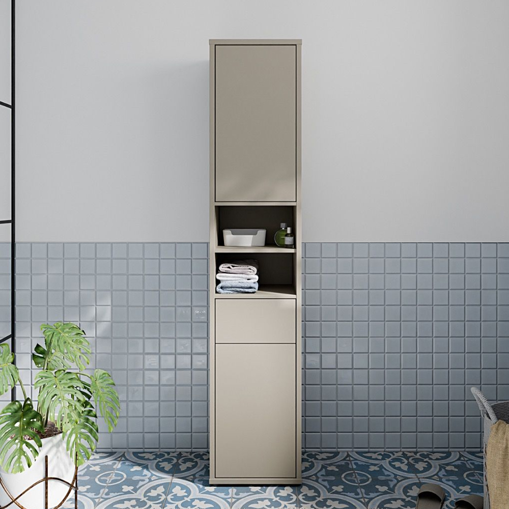 Ansley Wooden Bathroom Storage Cabinet with 2 Doors in Taupe