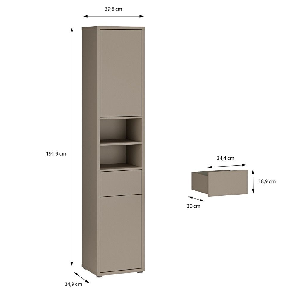 Ansley Wooden Bathroom Storage Cabinet with 2 Doors in Taupe
