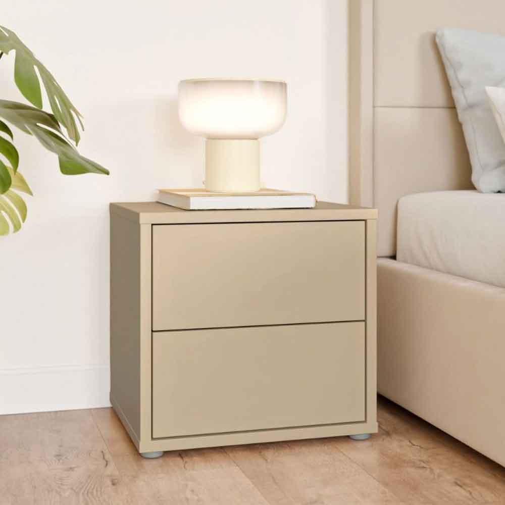 Ansley Wooden Bedside Cabinet with 2 Drawers in Butter Yellow