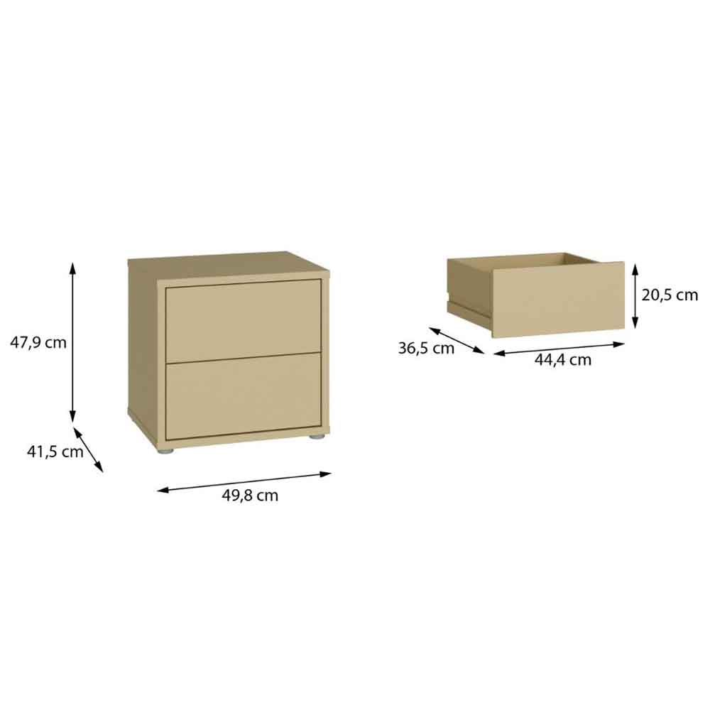 Ansley Wooden Bedside Cabinet with 2 Drawers in Butter Yellow