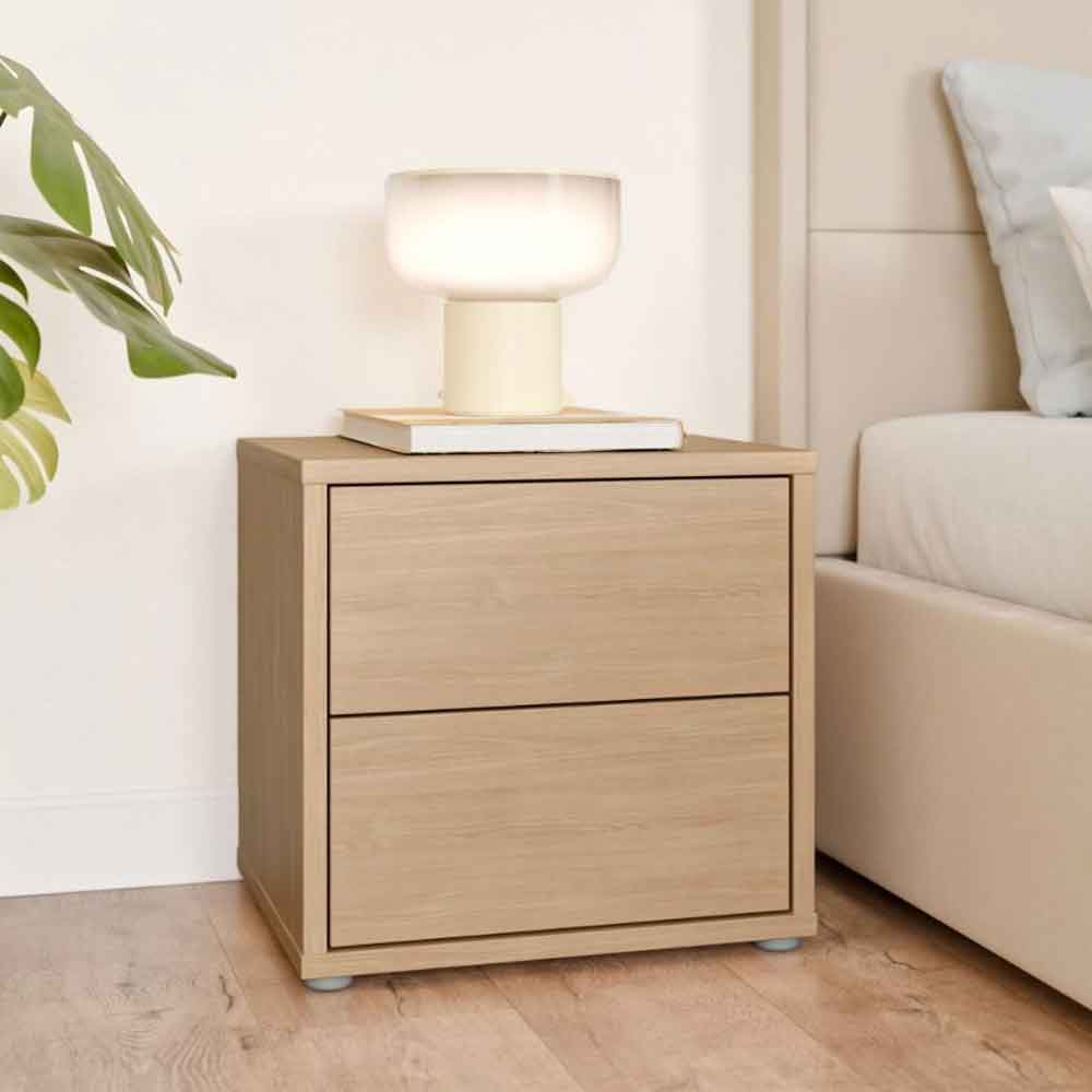 Ansley Wooden Bedside Cabinet with 2 Drawers in Elegancia Oak