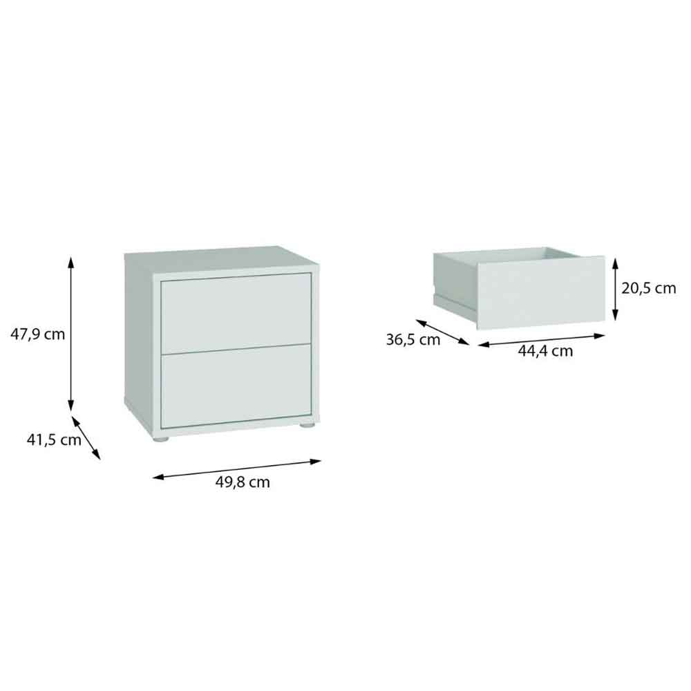 Ansley Wooden Bedside Cabinet with 2 Drawers in Light Grey