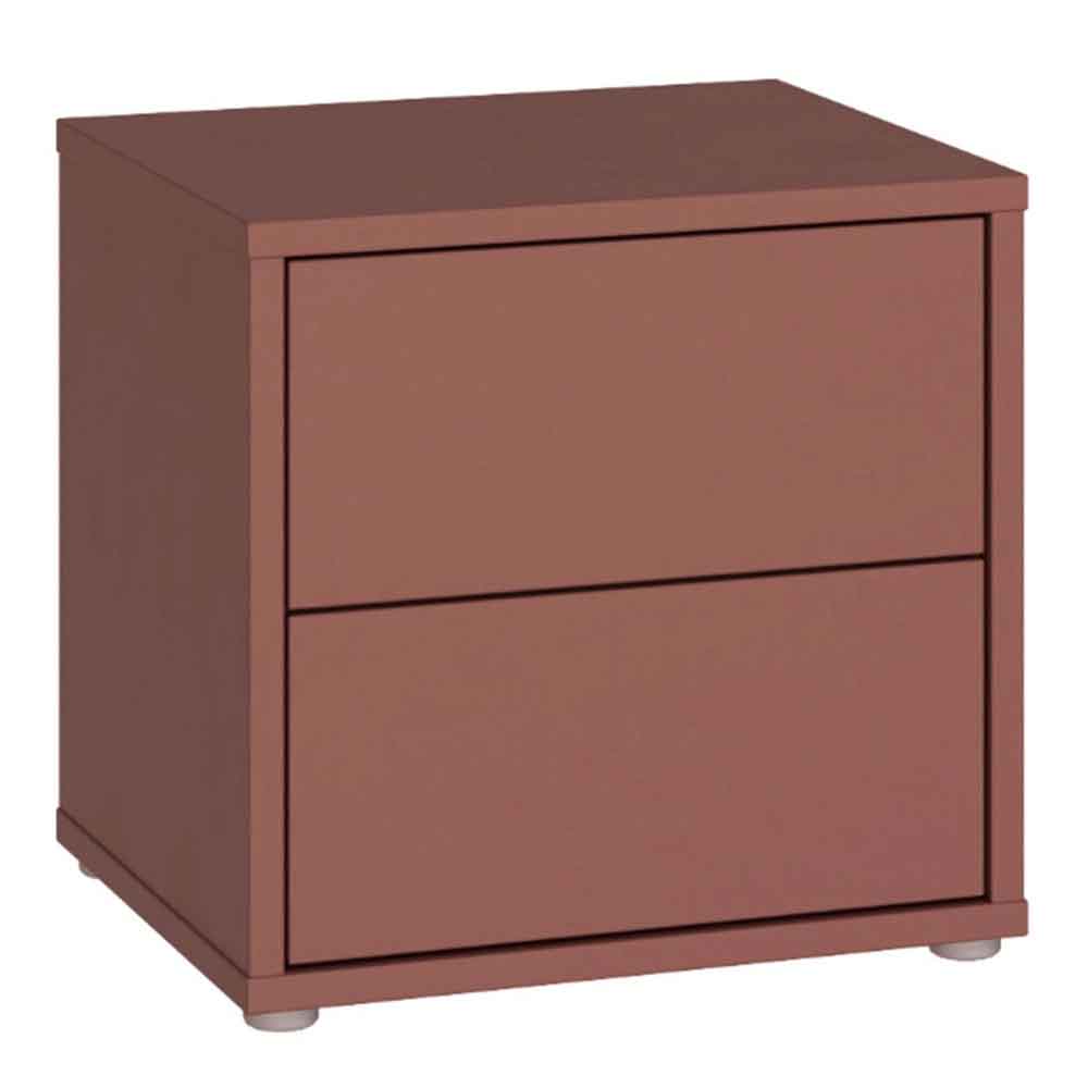 Ansley Wooden Bedside Cabinet with 2 Drawers in Terracotta