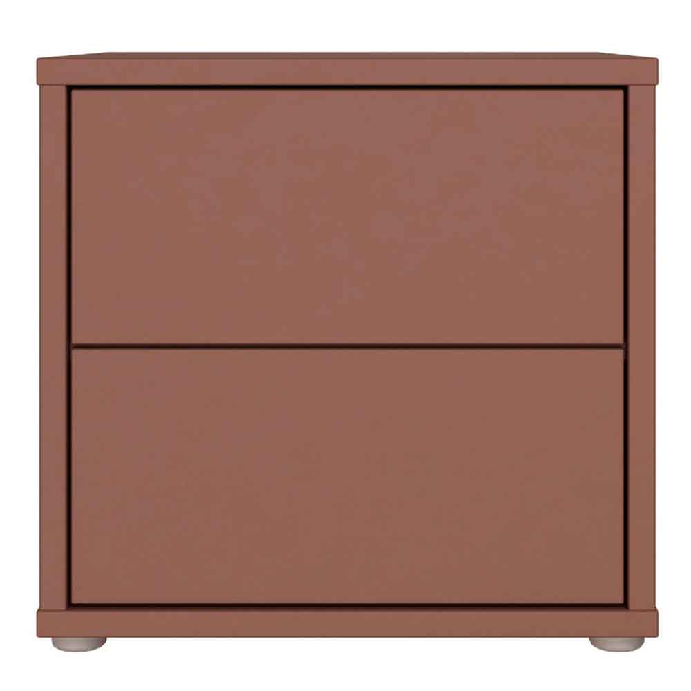 Ansley Wooden Bedside Cabinet with 2 Drawers in Terracotta