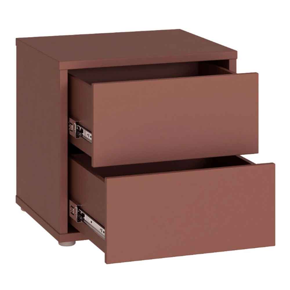 Ansley Wooden Bedside Cabinet with 2 Drawers in Terracotta