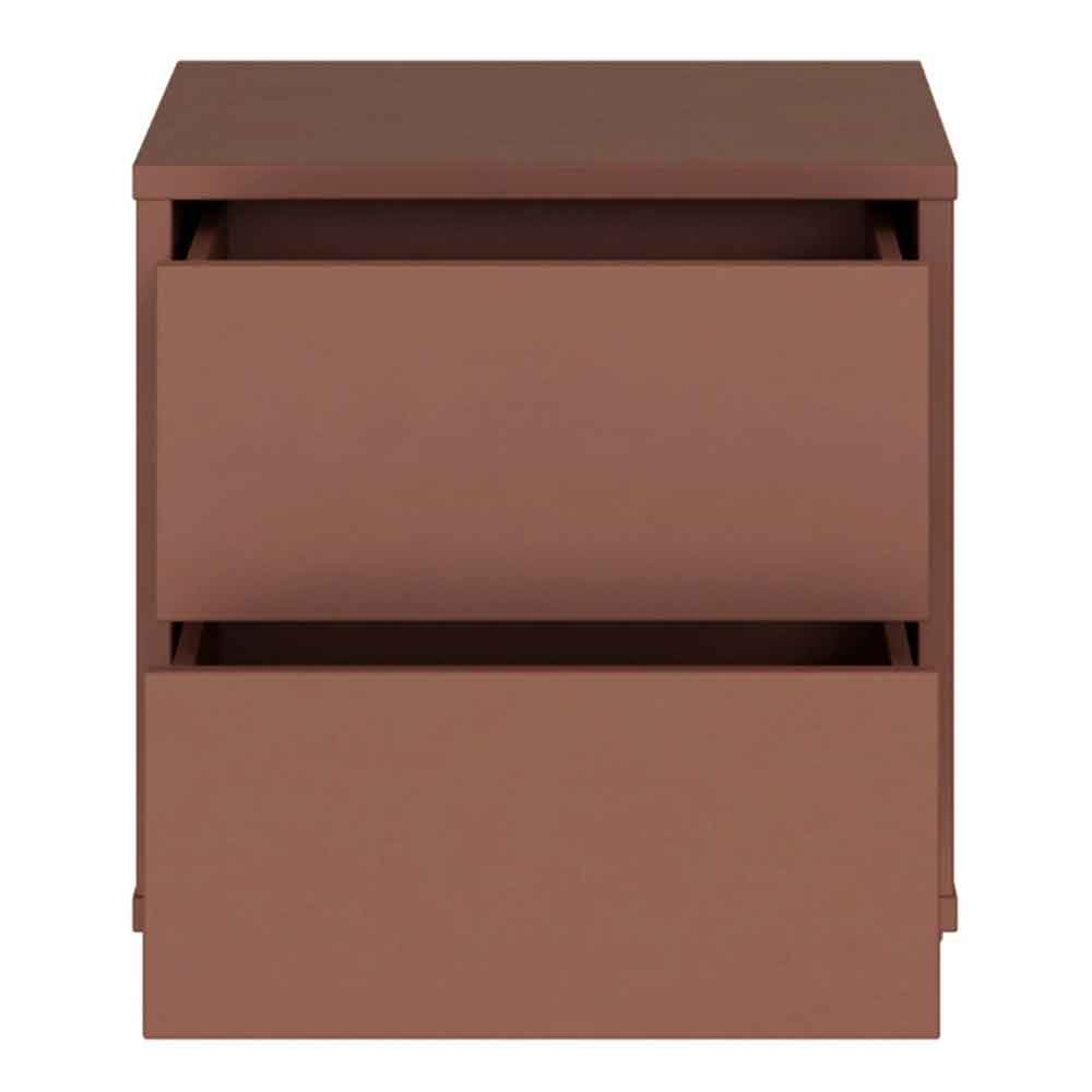 Ansley Wooden Bedside Cabinet with 2 Drawers in Terracotta