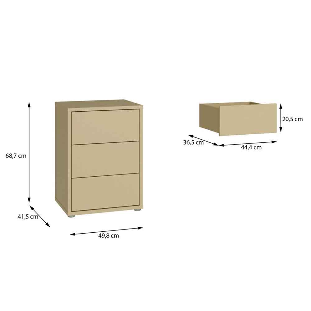Ansley Wooden Bedside Cabinet with 3 Drawers in Butter Yellow