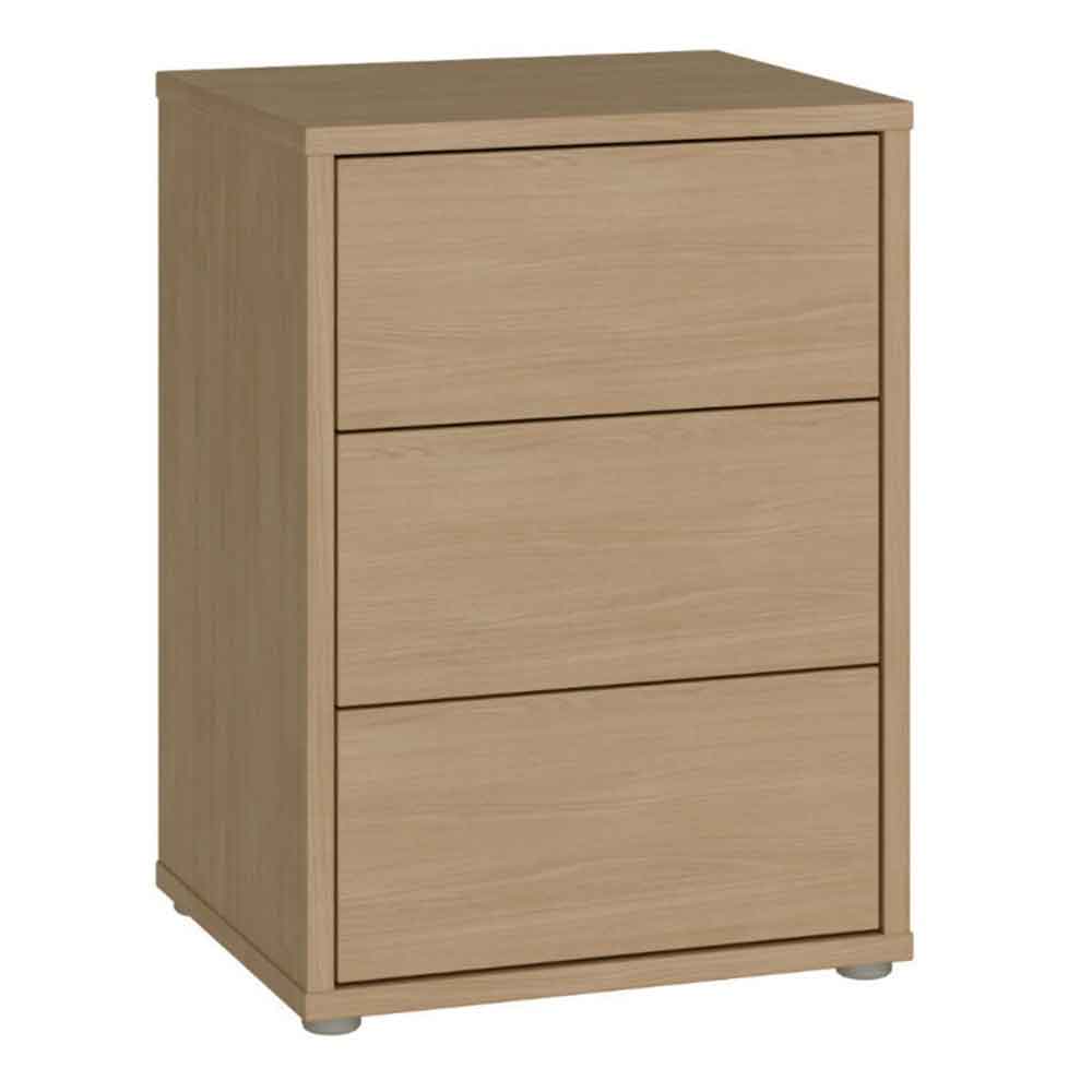 Ansley Wooden Bedside Cabinet with 3 Drawers in Elegancia Oak
