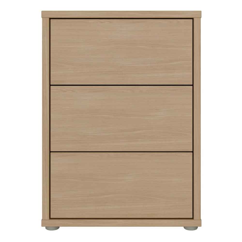 Ansley Wooden Bedside Cabinet with 3 Drawers in Elegancia Oak