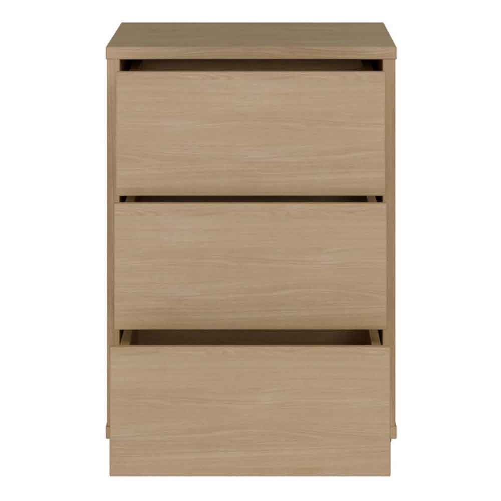 Ansley Wooden Bedside Cabinet with 3 Drawers in Elegancia Oak