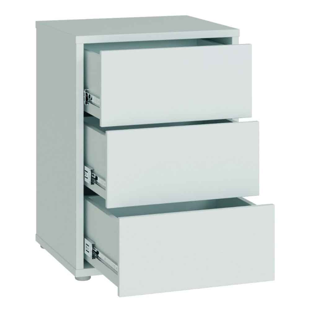 Ansley Wooden Bedside Cabinet with 3 Drawers in Light Grey