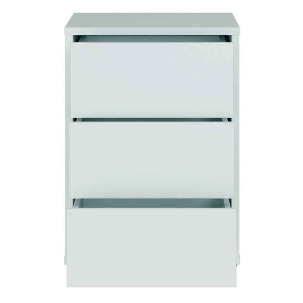 Ansley Wooden Bedside Cabinet with 3 Drawers in Light Grey