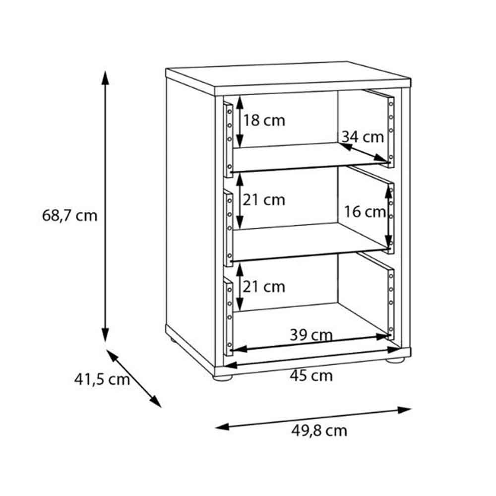 Ansley Wooden Bedside Cabinet with 3 Drawers in Light Grey