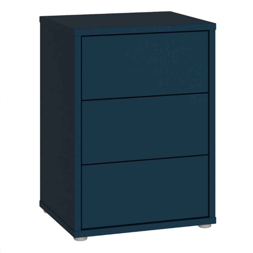 Ansley Wooden Bedside Cabinet with 3 Drawers in Night Blue