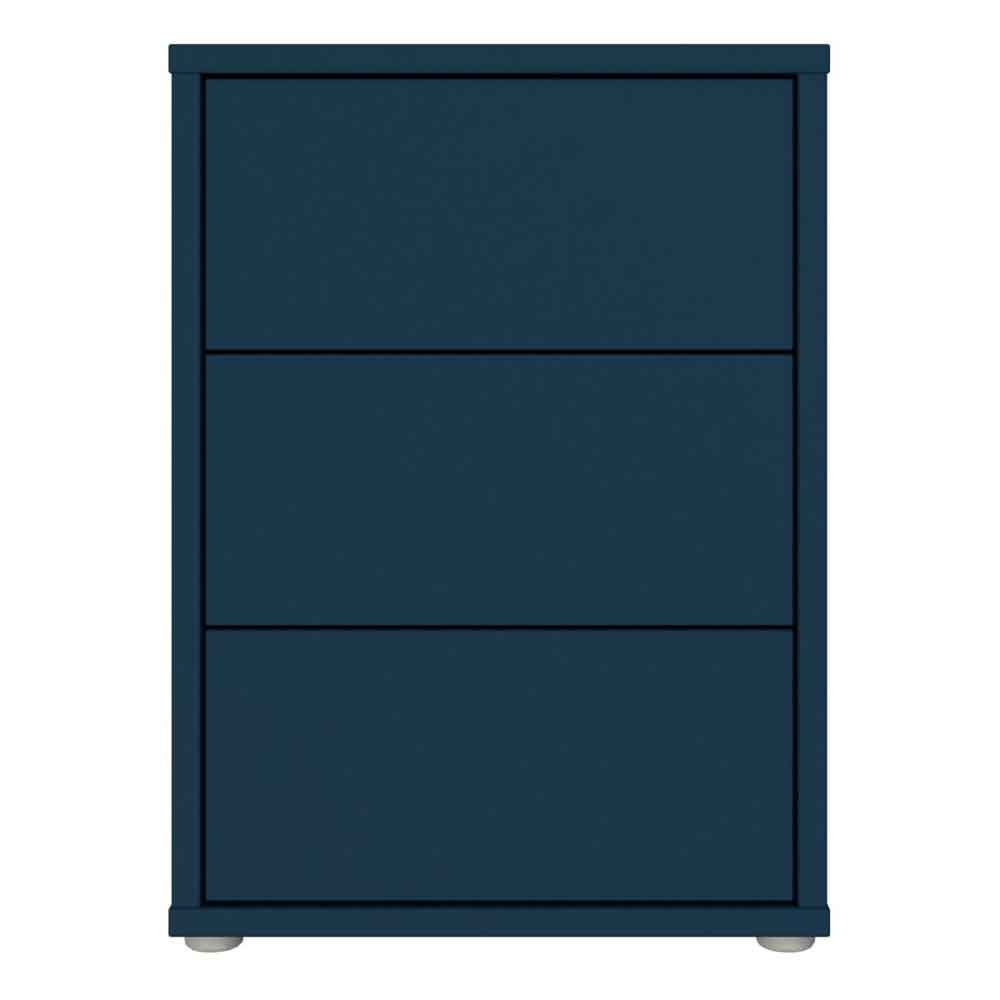 Ansley Wooden Bedside Cabinet with 3 Drawers in Night Blue