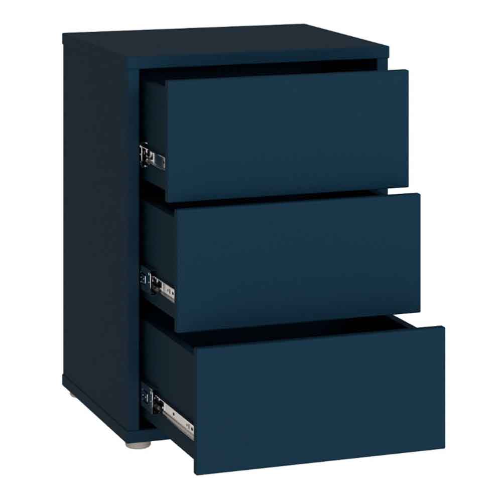 Ansley Wooden Bedside Cabinet with 3 Drawers in Night Blue
