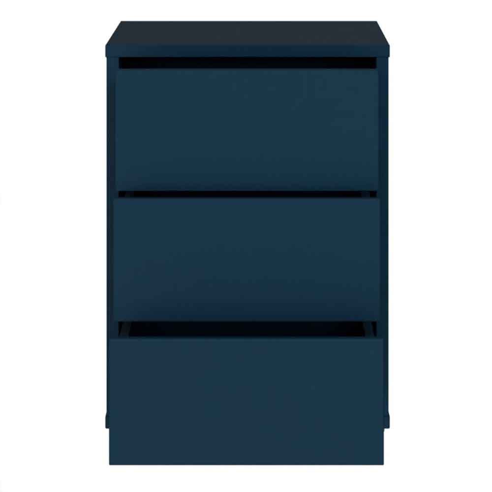Ansley Wooden Bedside Cabinet with 3 Drawers in Night Blue