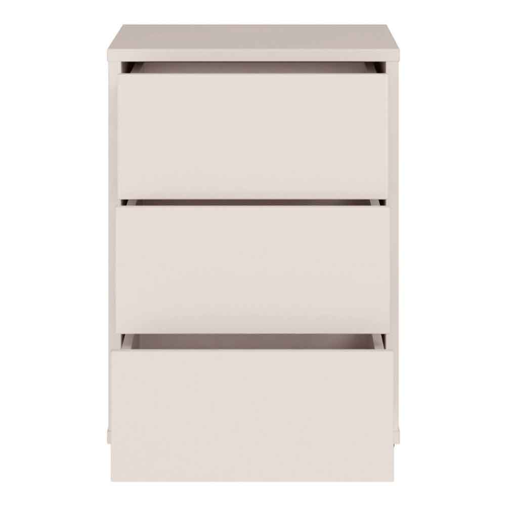 Ansley Wooden Bedside Cabinet with 3 Drawers in Sand