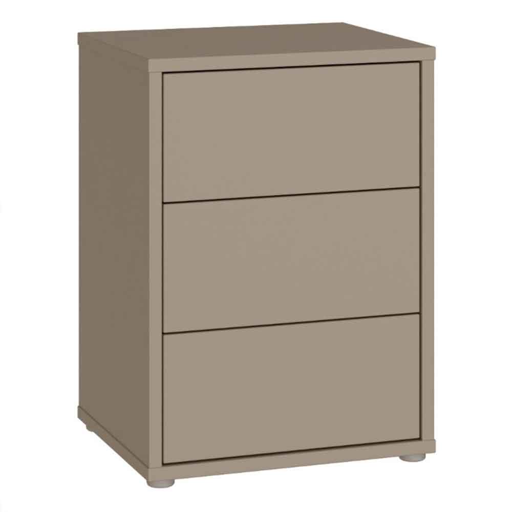 Ansley Wooden Bedside Cabinet with 3 Drawers in Taupe