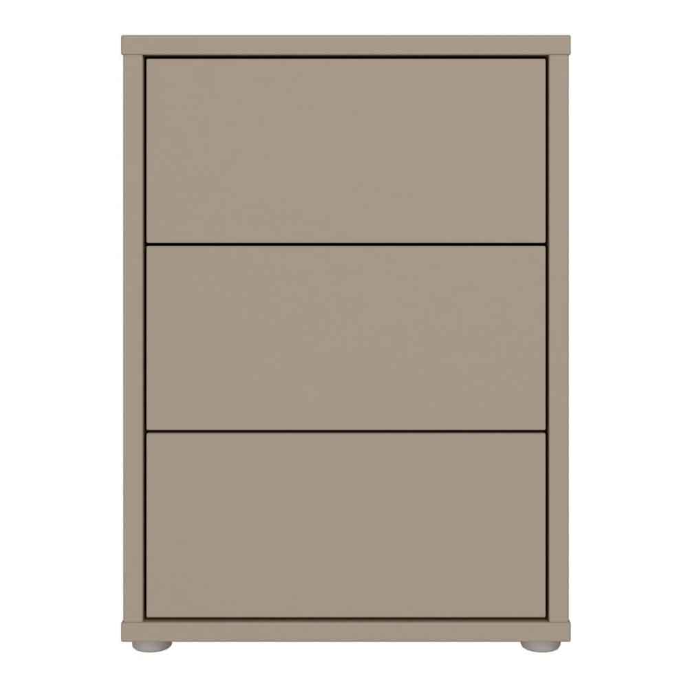 Ansley Wooden Bedside Cabinet with 3 Drawers in Taupe