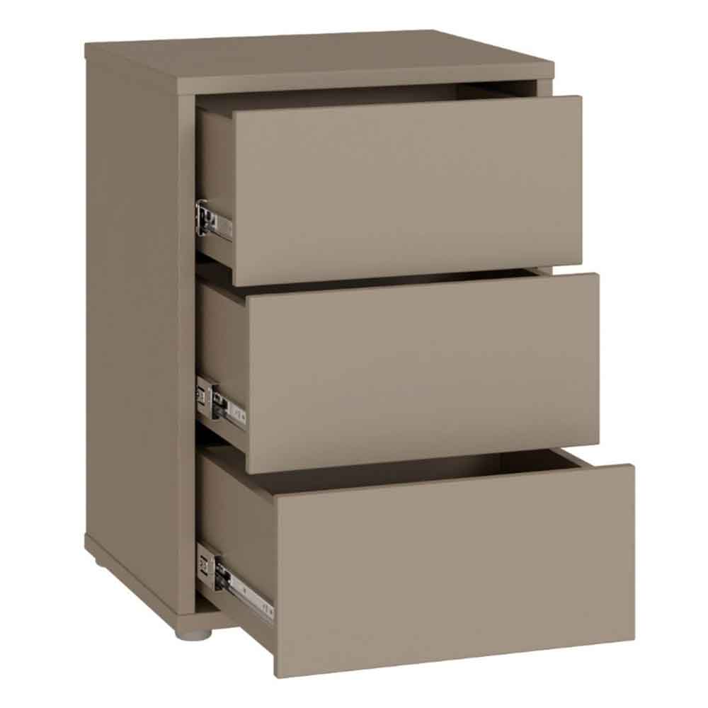 Ansley Wooden Bedside Cabinet with 3 Drawers in Taupe