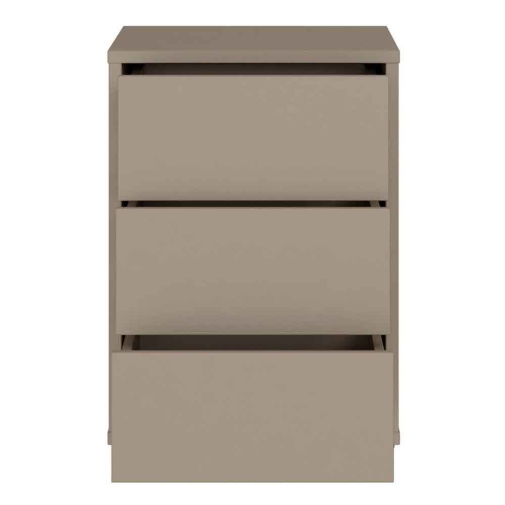 Ansley Wooden Bedside Cabinet with 3 Drawers in Taupe