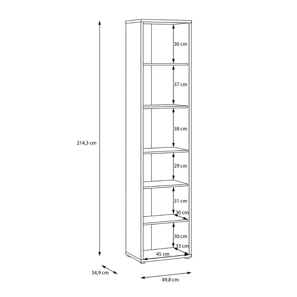 Ansley Wooden Bookcase with 5 Shelves in Butter Yellow