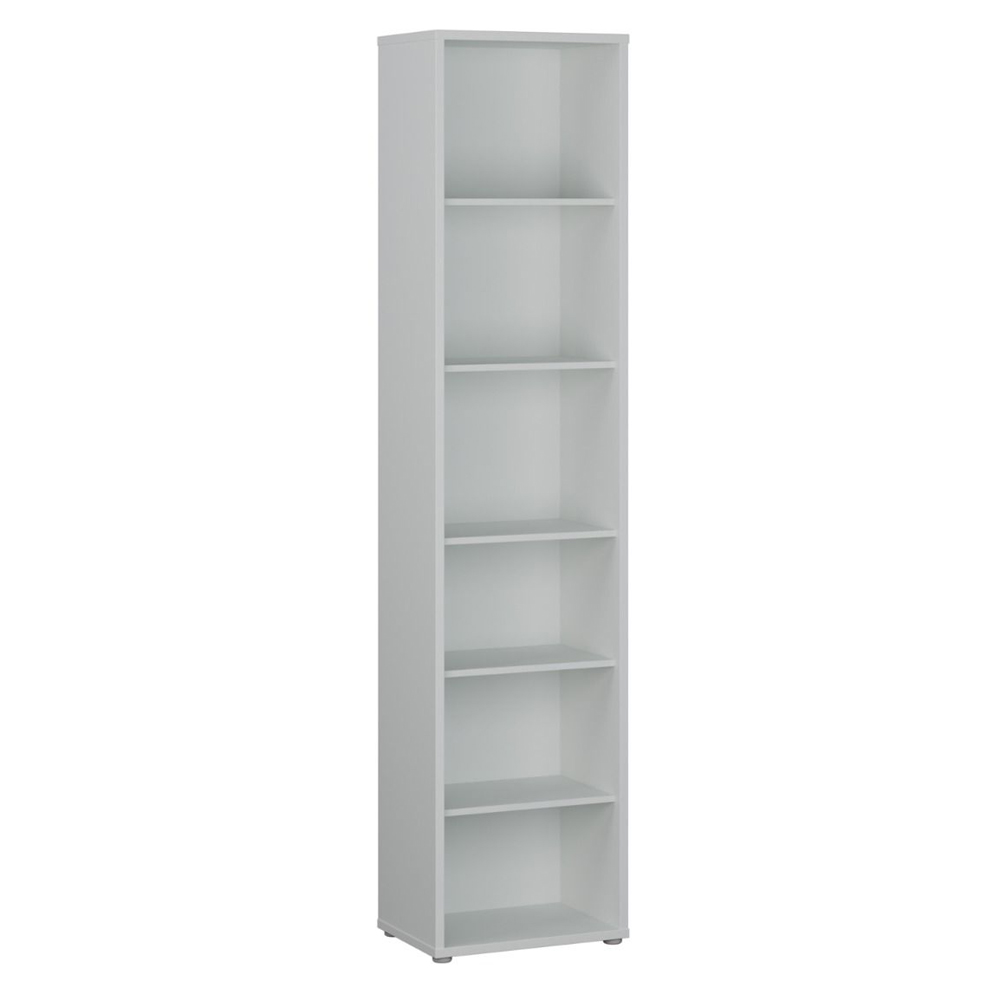 Ansley Wooden Bookcase with 5 Shelves in Light Grey