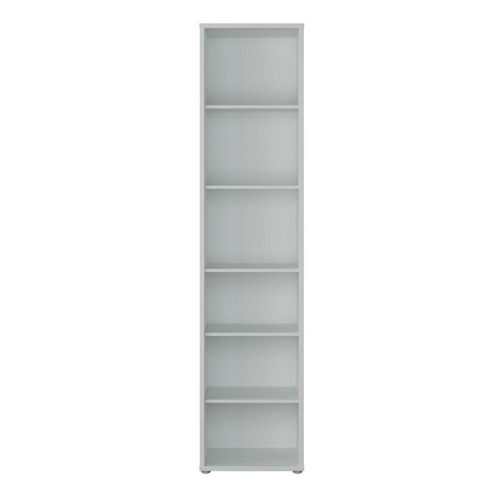 Ansley Wooden Bookcase with 5 Shelves in Light Grey