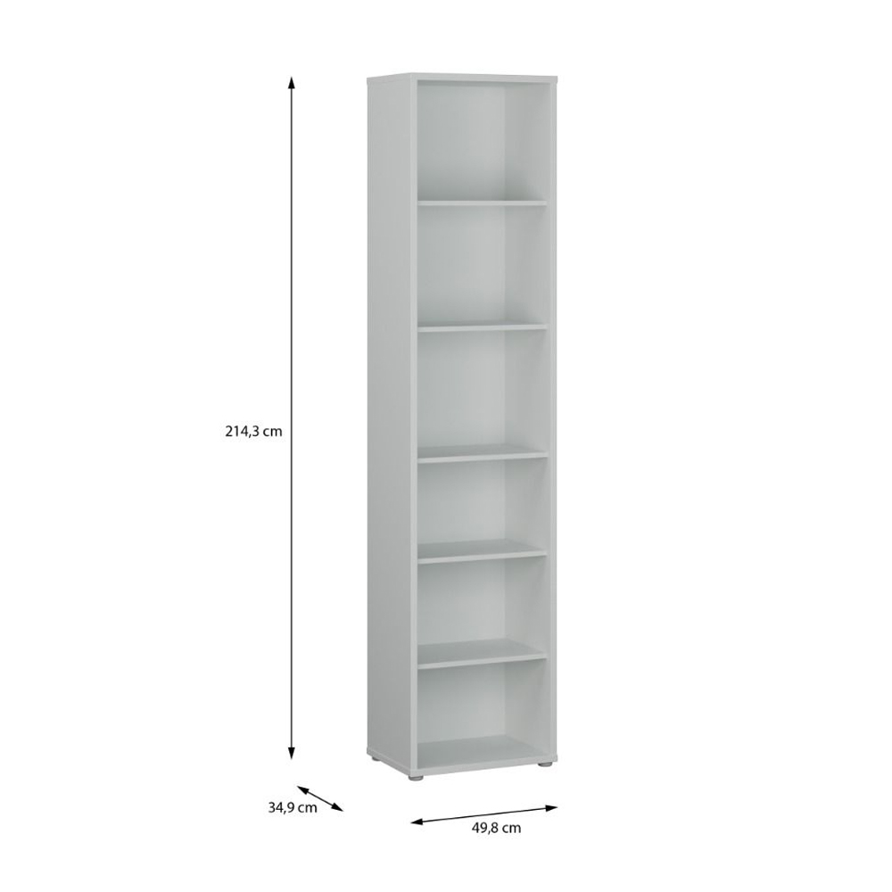 Ansley Wooden Bookcase with 5 Shelves in Light Grey