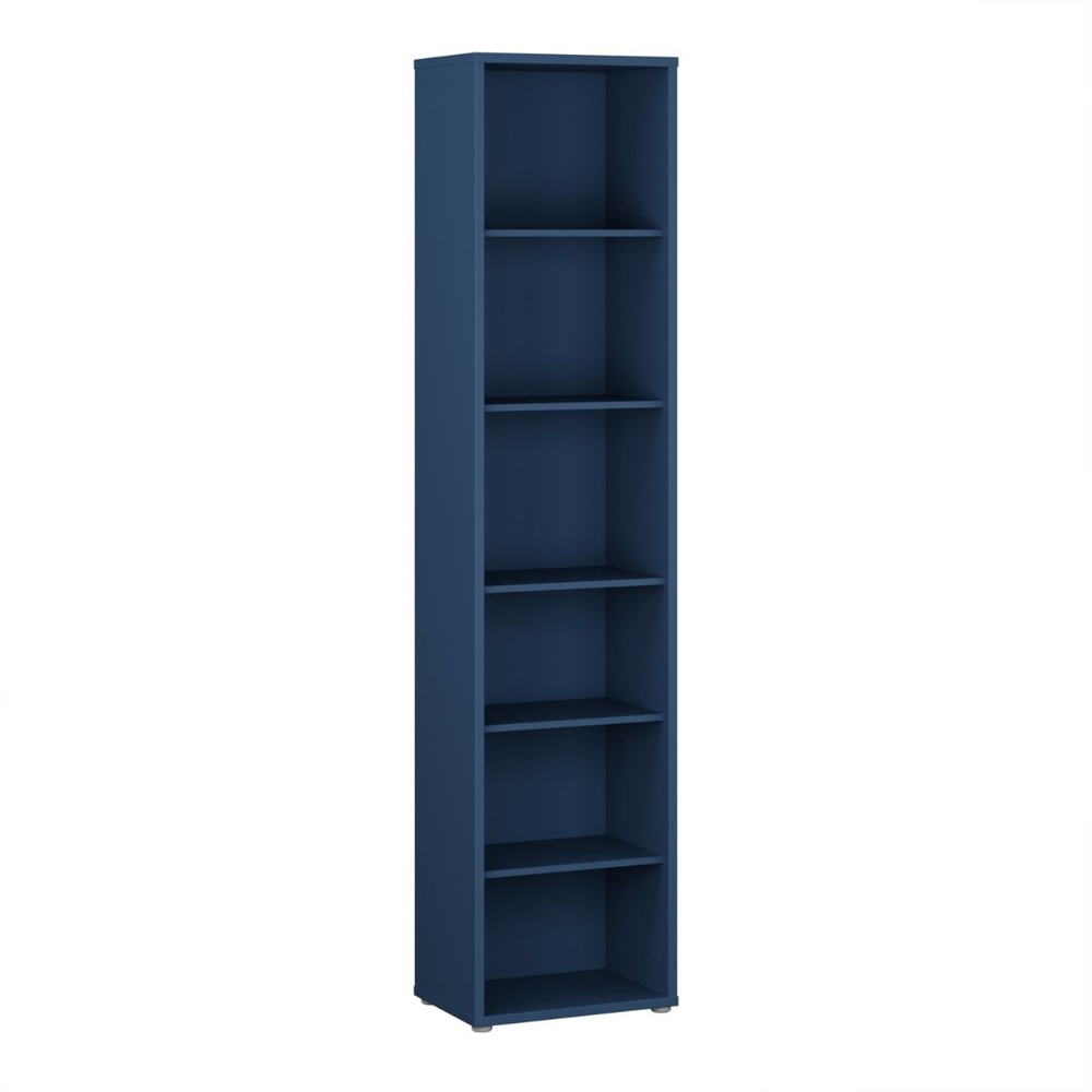 Ansley Wooden Bookcase with 5 Shelves in Night Blue