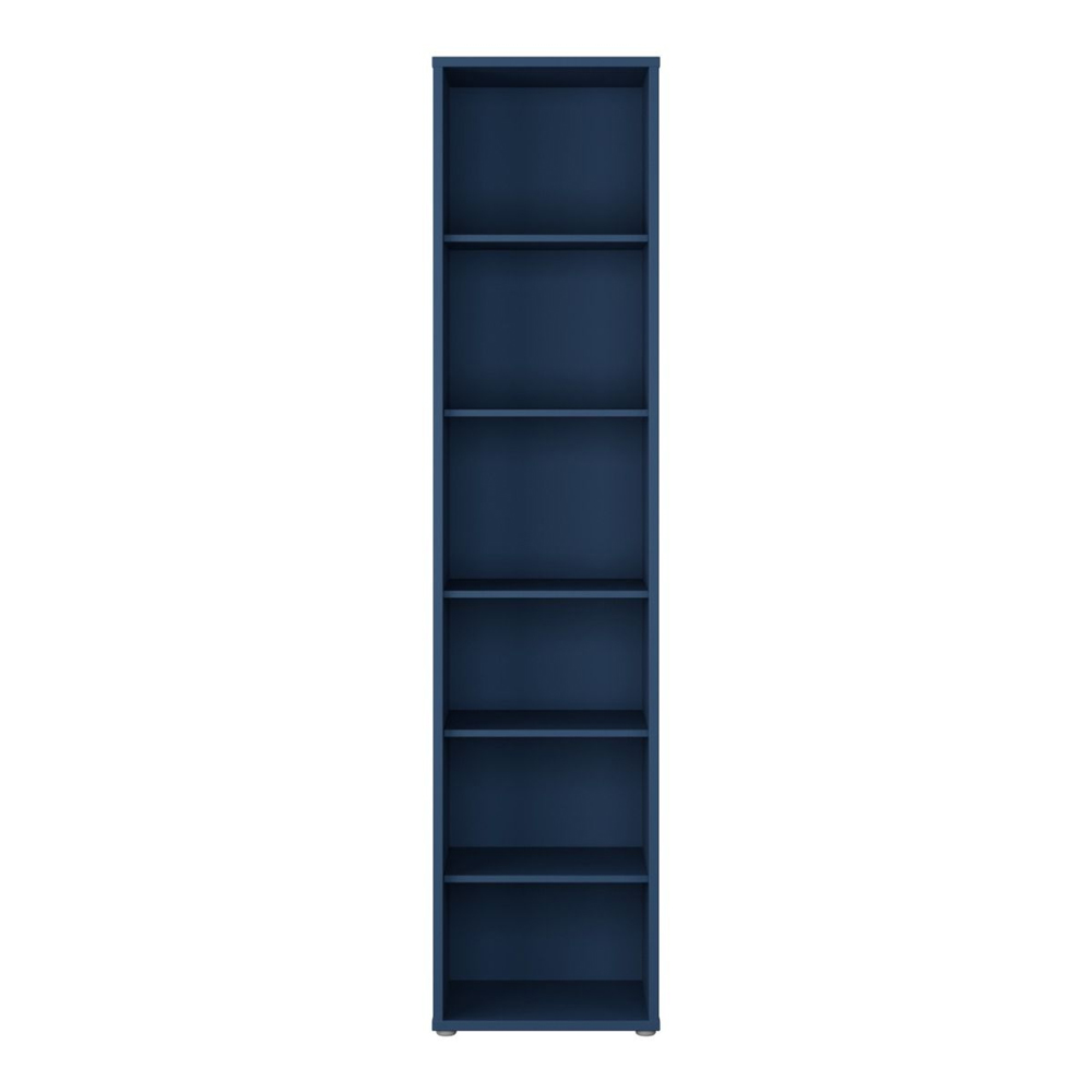 Ansley Wooden Bookcase with 5 Shelves in Night Blue