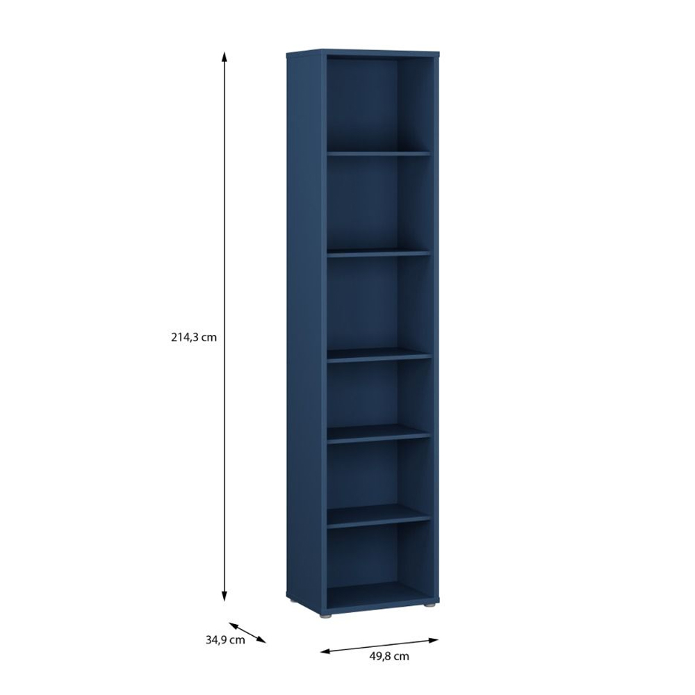 Ansley Wooden Bookcase with 5 Shelves in Night Blue