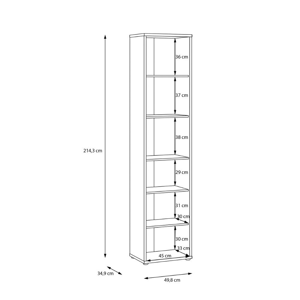 Ansley Wooden Bookcase with 5 Shelves in Night Blue
