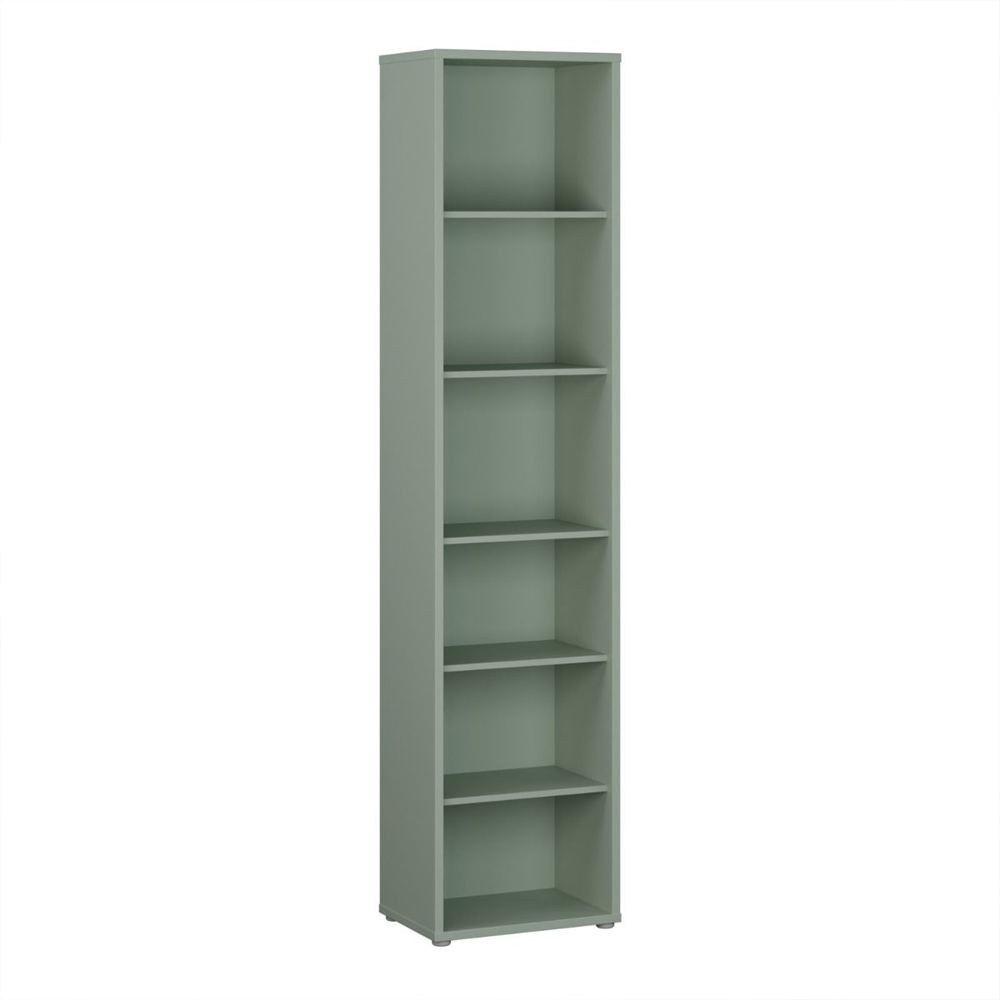Ansley Wooden Bookcase with 5 Shelves in Sage Green